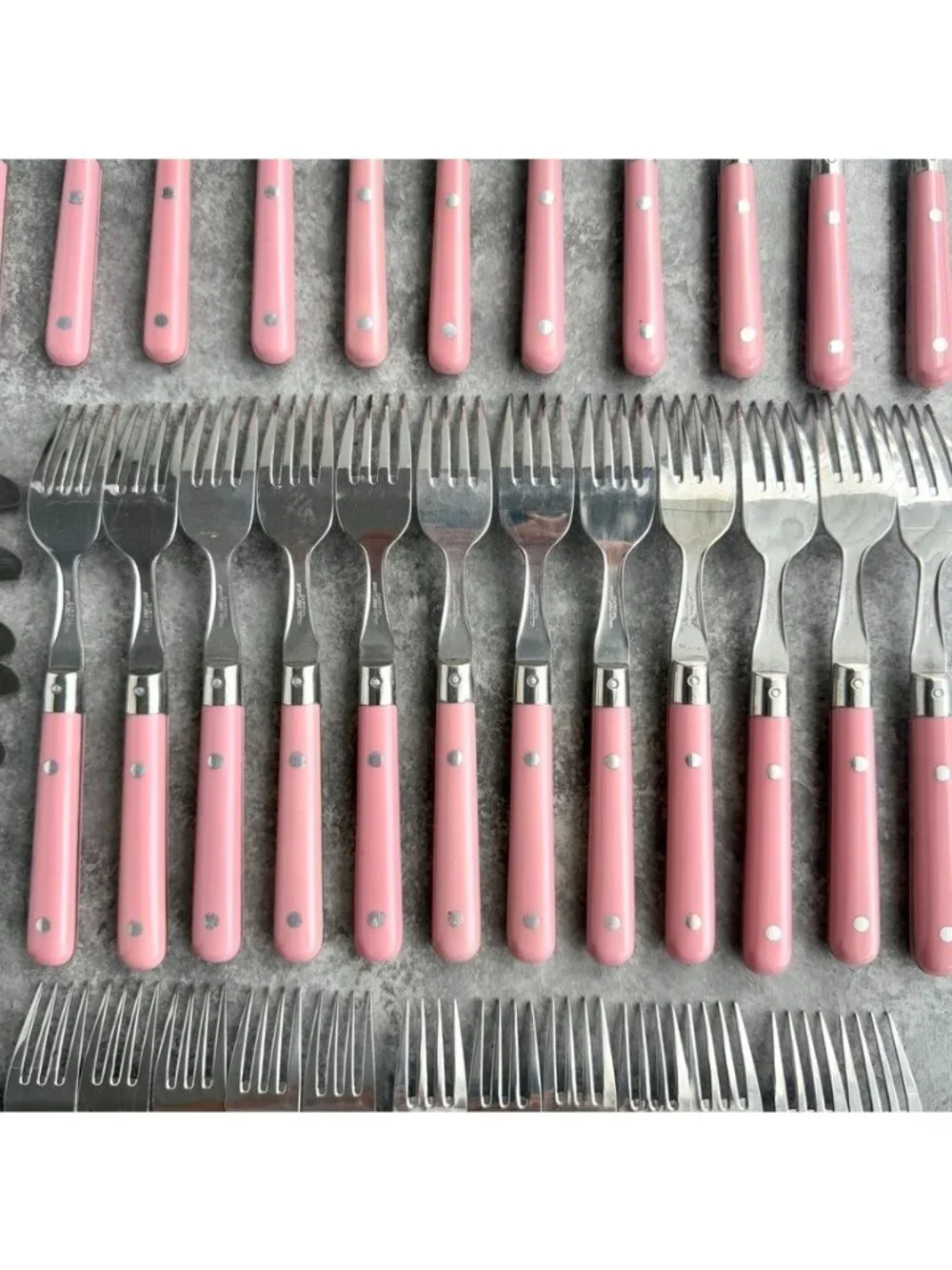 Carnival Stainless Flatware Korea Pink Handle Service For 12 Set Of 60 Pieces